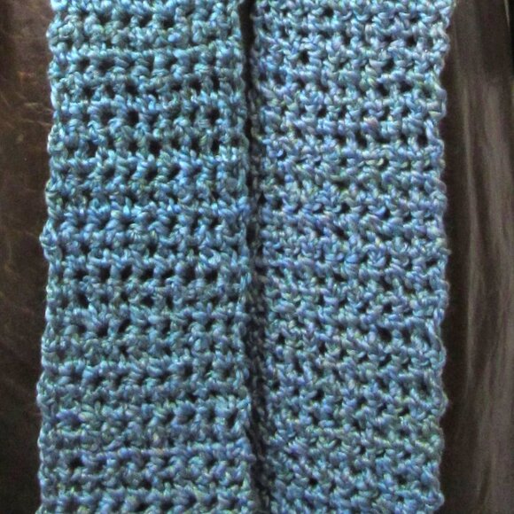 Light Blue Scarf 78x5 Long Chunky Handmade Crochet Hand Knit Christmas Gift NWT - Picture 4 of 4